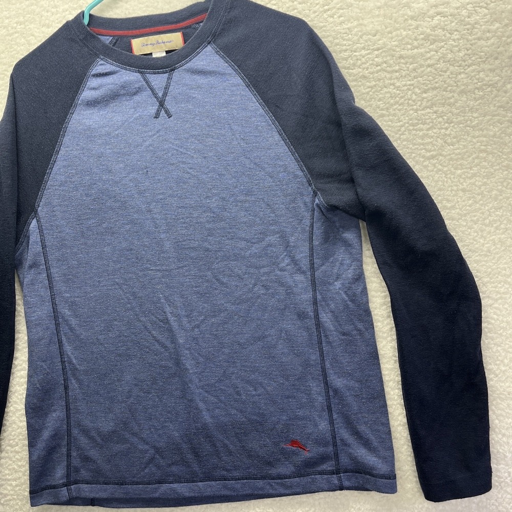 Tommy Bahama Shirt Mens Medium Blue Long Sleeve Crew Neck Pullover Polyester - Picture 4 of 16